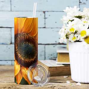 Sunflower Oil Painting 20oz Skinny Tumbler