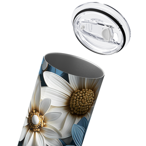 Blue and White Sunflowers 3D 20oz Skinny Tumbler