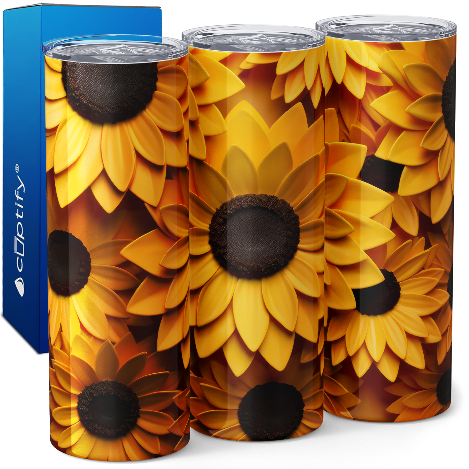 Sunflowers 3D 20oz Skinny Tumbler