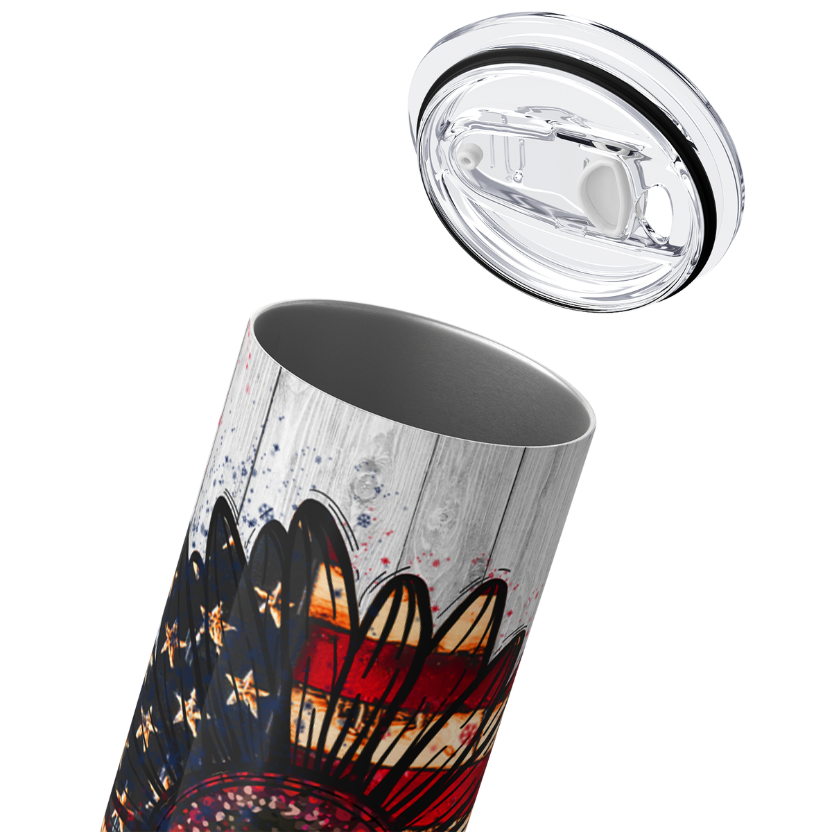American Flag Sunflowers 20oz Skinny Tumbler