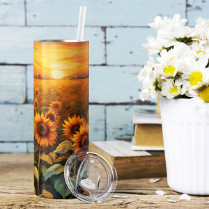 Sunflower Field at Sunset 20oz Skinny Tumbler