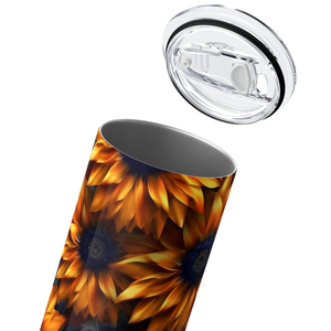 Sunflowers and American Flag 20oz Skinny Tumbler