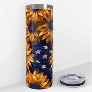 Sunflowers and American Flag 20oz Skinny Tumbler
