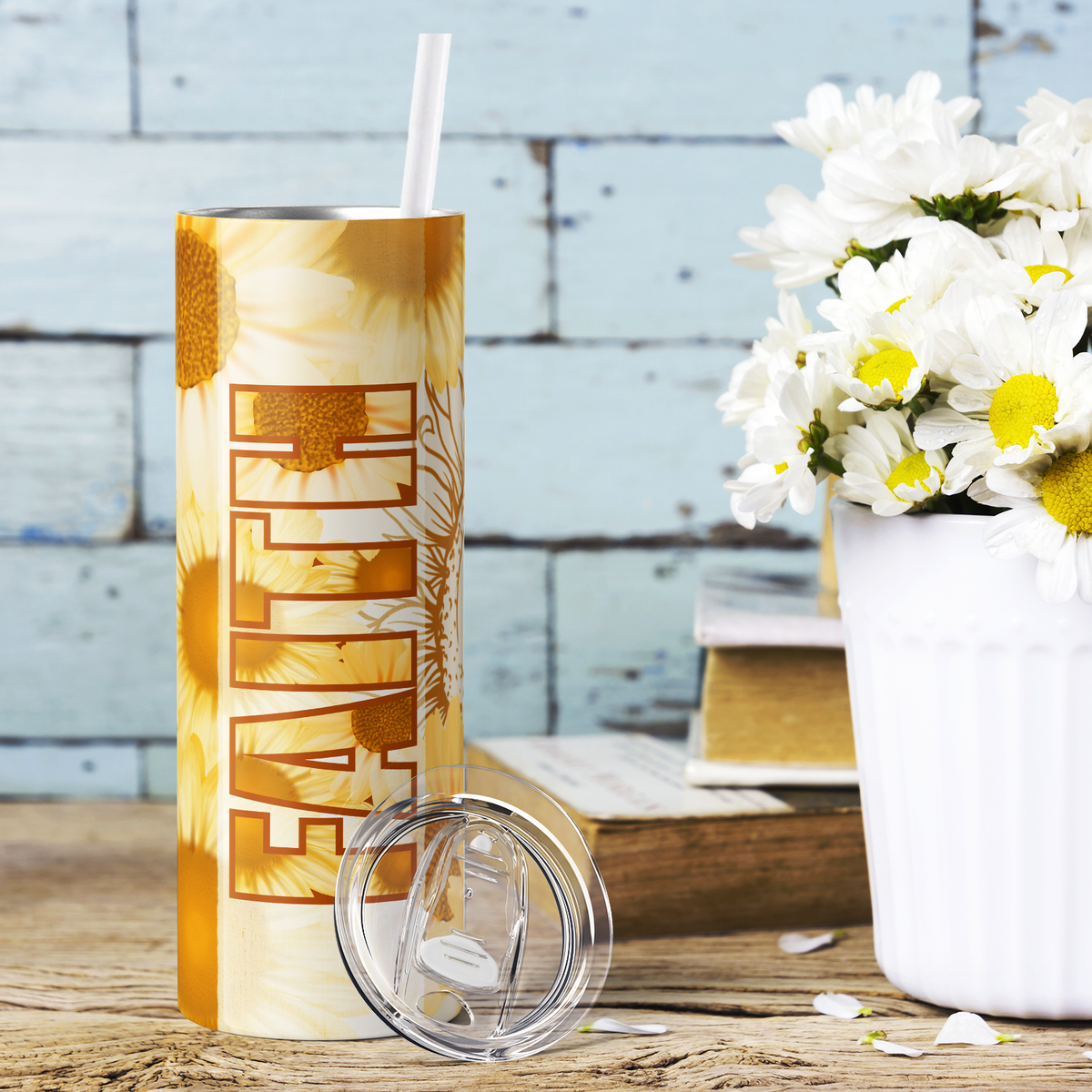 Faith Sunflowers 20oz Skinny Tumbler