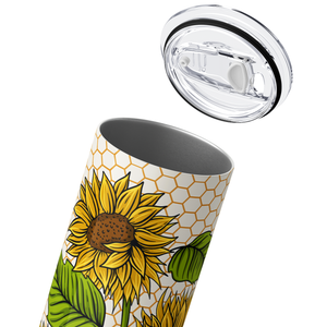 Sunflowers on Honeycomb 20oz Skinny Tumbler