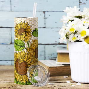 Sunflowers on Honeycomb 20oz Skinny Tumbler