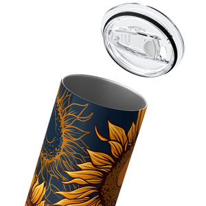 Sunflowers on Navy Blue 20oz Skinny Tumbler