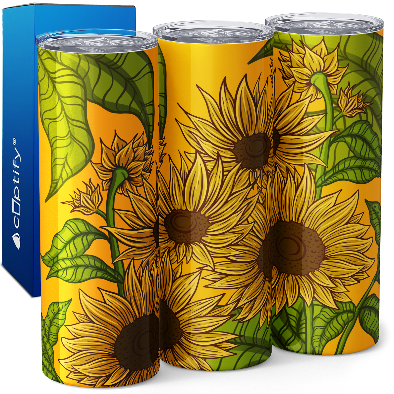 Sunflowers on Yellow 20oz Skinny Tumbler