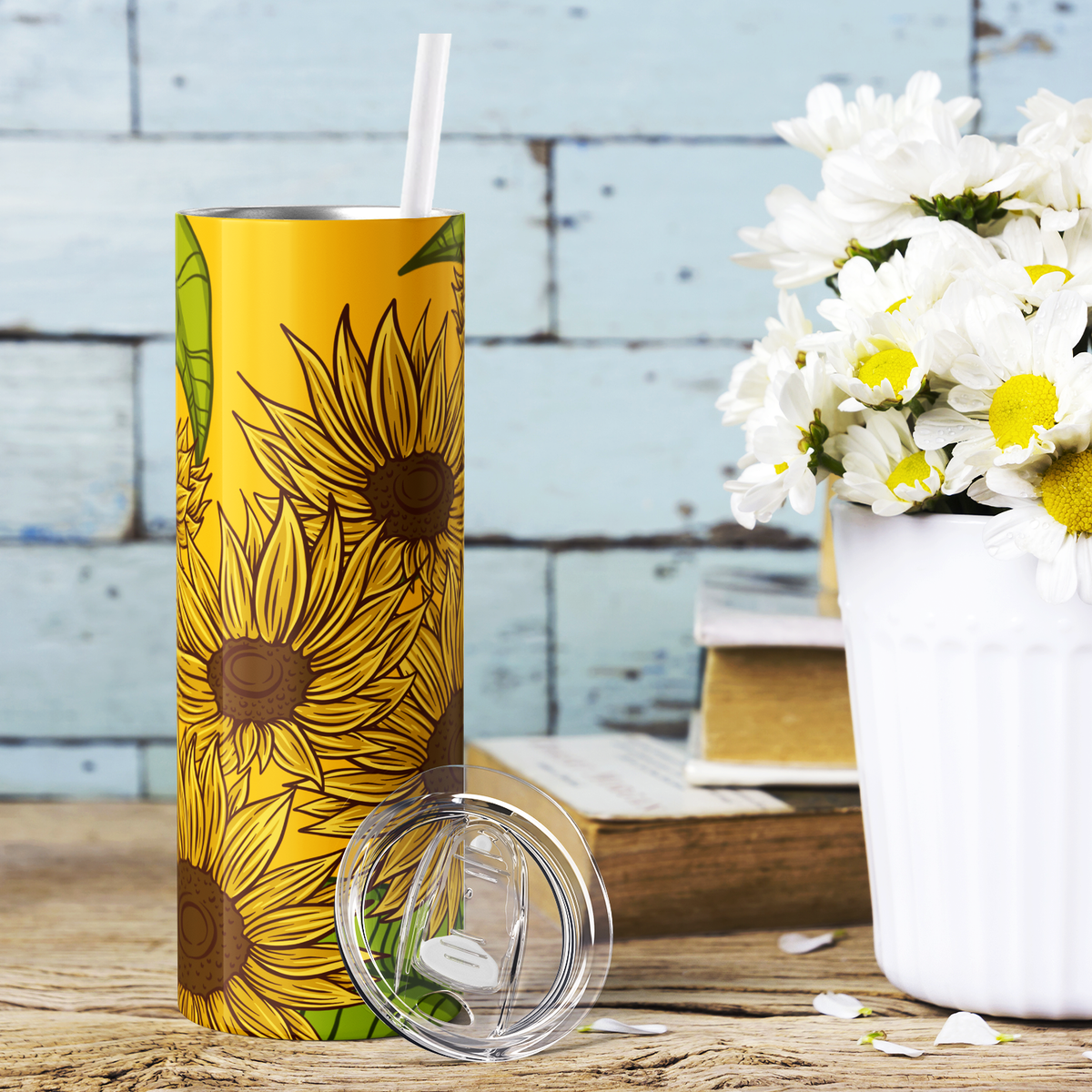 Sunflowers on Yellow 20oz Skinny Tumbler