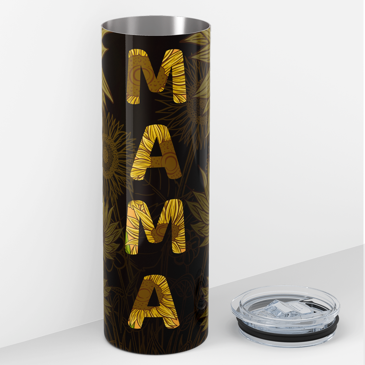 Mama Sunflowers Black 20oz Skinny Tumbler