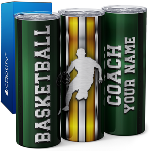 Personalized Basketball Coach Stripes 20oz Skinny Tumbler