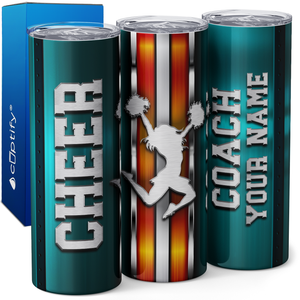 Personalized Cheer Coach Stripes 20oz Skinny Tumbler