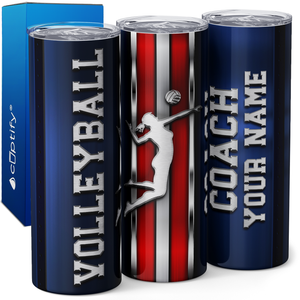 Personalized Volleyball Coach Stripes 20oz Skinny Tumbler