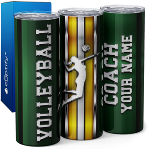 Personalized Volleyball Coach Stripes 20oz Skinny Tumbler