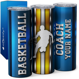 Personalized Basketball Coach Stripes 20oz Skinny Tumbler