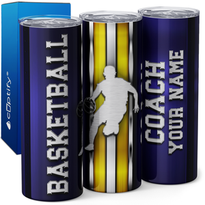 Personalized Basketball Coach Stripes 20oz Skinny Tumbler