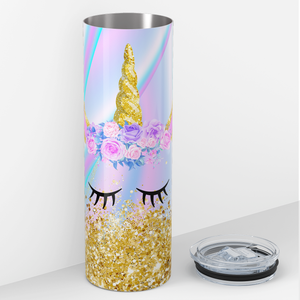 Unicorn Face Flower Crown 20oz Skinny Tumbler