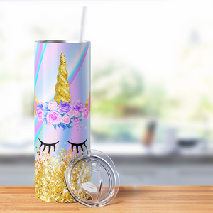 Unicorn Face Flower Crown 20oz Skinny Tumbler