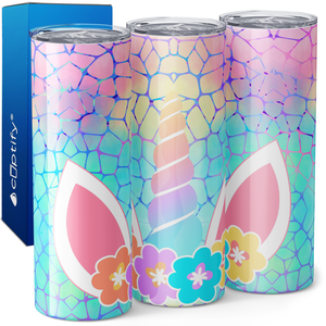 Unicorn Horn and Flowers 20oz Skinny Tumbler