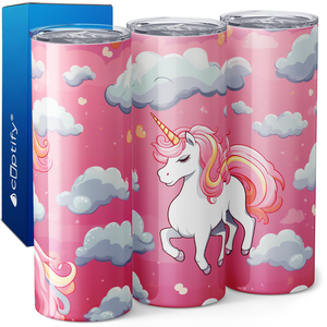 Pink Flying Unicorn 20oz Skinny Tumbler