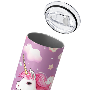 Flying Unicorn Pink on Purple 20oz Skinny Tumbler