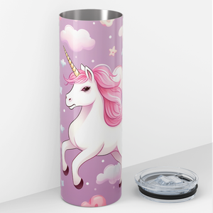 Flying Unicorn Pink on Purple 20oz Skinny Tumbler