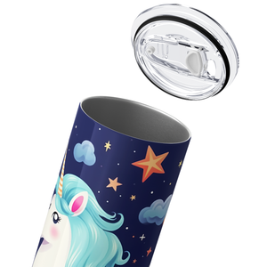 Flying Unicorn Blue at Night 20oz Skinny Tumbler