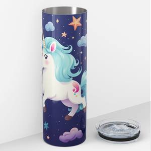 Flying Unicorn Blue at Night 20oz Skinny Tumbler