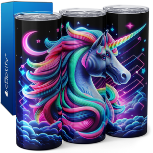 Neon Retro Unicorn 20oz Skinny Tumbler