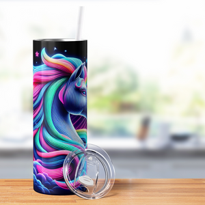 Neon Retro Unicorn 20oz Skinny Tumbler