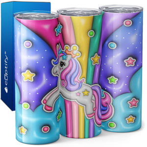 Unicorn Rainbow Inflated Balloon 20oz Skinny Tumbler