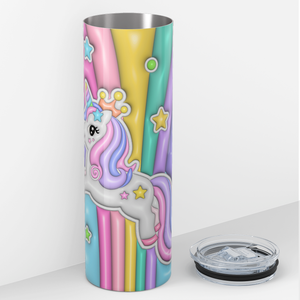 Unicorn Rainbow Inflated Balloon 20oz Skinny Tumbler