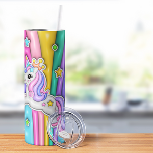 Unicorn Rainbow Inflated Balloon 20oz Skinny Tumbler