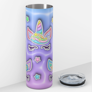 Unicorn Faces Purple Inflated Balloon 20oz Skinny Tumbler