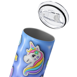 Unicorns and Unicorn Faces Purple Inflated Balloon 20oz Skinny Tumbler