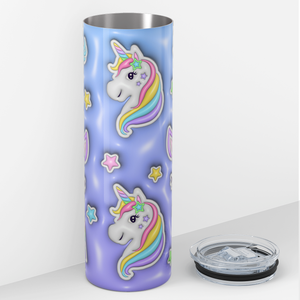 Unicorns and Unicorn Faces Purple Inflated Balloon 20oz Skinny Tumbler