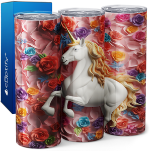 Unicorn Paper Roses 20oz Skinny Tumbler