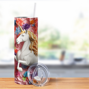 Unicorn Paper Roses 20oz Skinny Tumbler