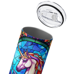 Pink Unicorn Stained Glass 20oz Skinny Tumbler