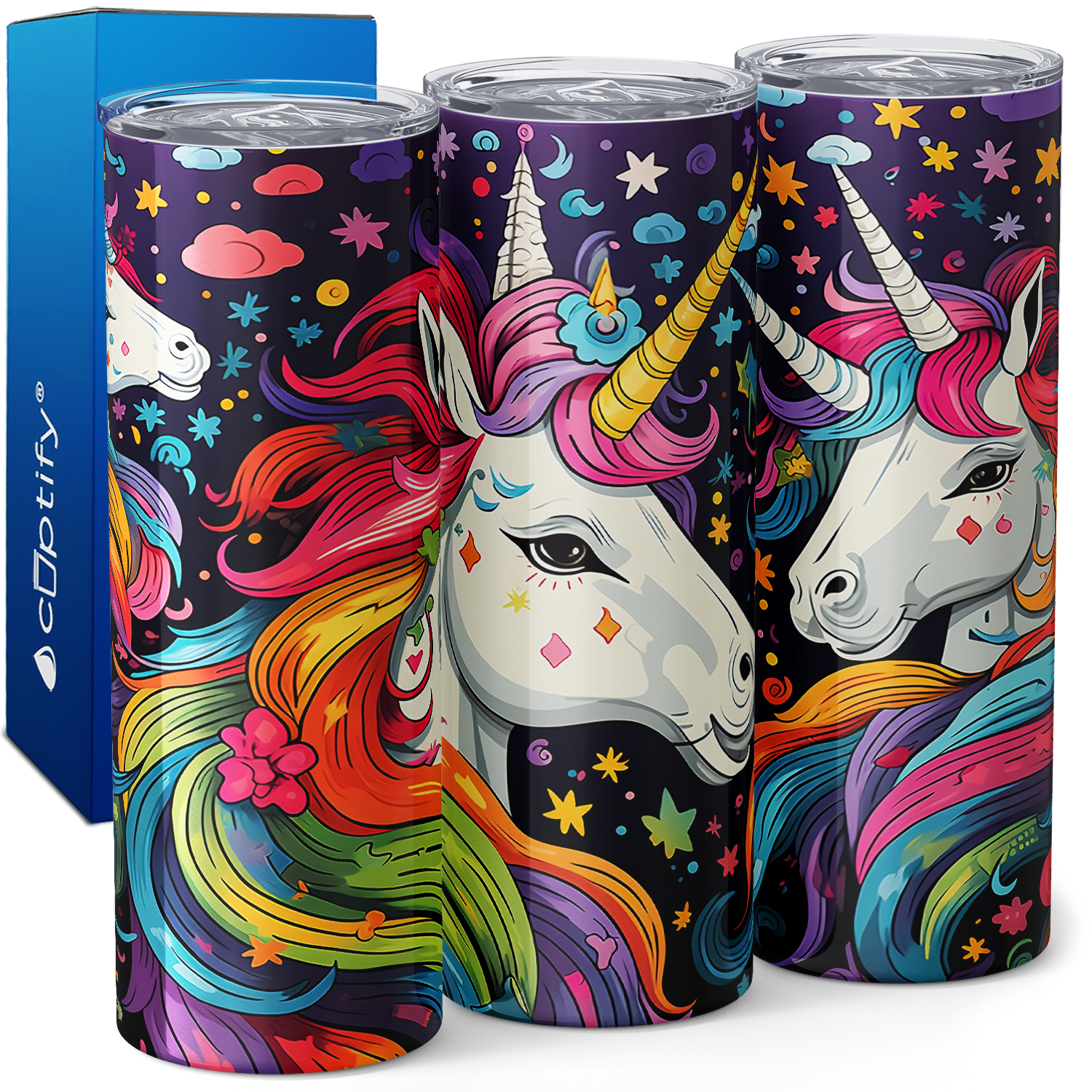 Unicorns Rainbow Hair 20oz Skinny Tumbler