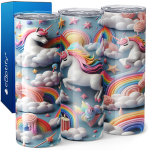 Unicorns and Rainbows 3D 20oz Skinny Tumbler