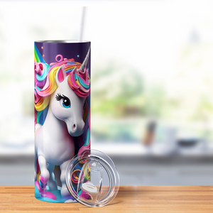 Unicorns and Rainbows 3D 20oz Skinny Tumbler