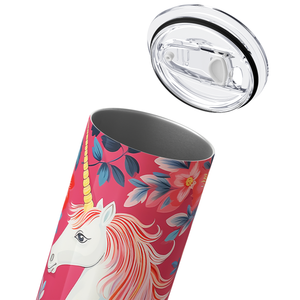 Unicorn and Flowers 20oz Skinny Tumbler