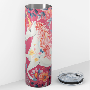 Unicorn and Flowers 20oz Skinny Tumbler