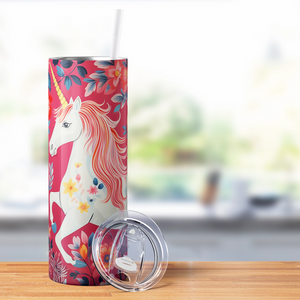 Unicorn and Flowers 20oz Skinny Tumbler