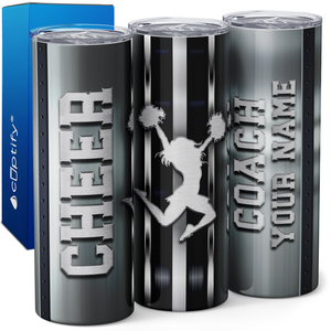 Personalized Cheer Coach Stripes 20oz Skinny Tumbler