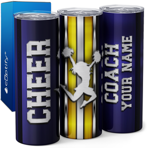 Personalized Cheer Coach Stripes 20oz Skinny Tumbler