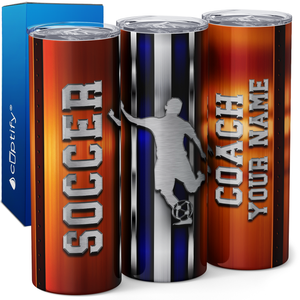 Personalized Soccer Coach Stripes 20oz Skinny Tumbler