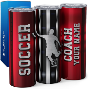 Personalized Soccer Coach Stripes 20oz Skinny Tumbler