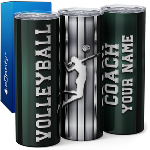 Personalized Volleyball Coach Stripes 20oz Skinny Tumbler